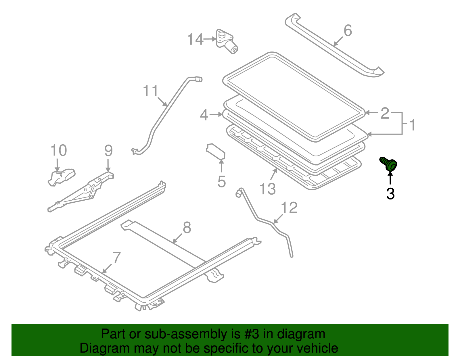 Sunroof Glass Screw - Ford (YL8Z-78502B88-AA)