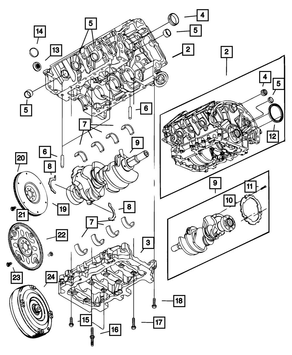 2002-2012 Mopar Crankshaft Bearing Package 5066739AB | My