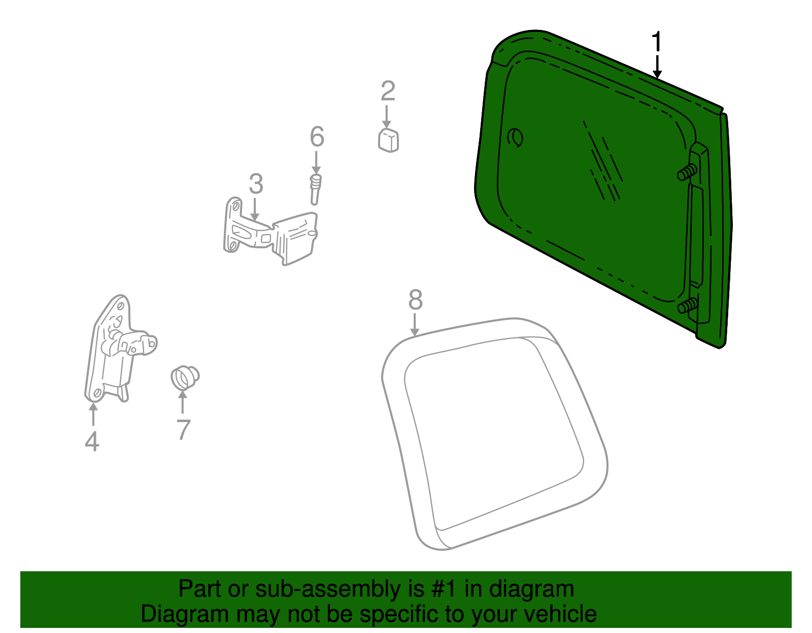 Window Assembly, Body Side Rear <Use 1C4J 2200A> - GM (12457560)