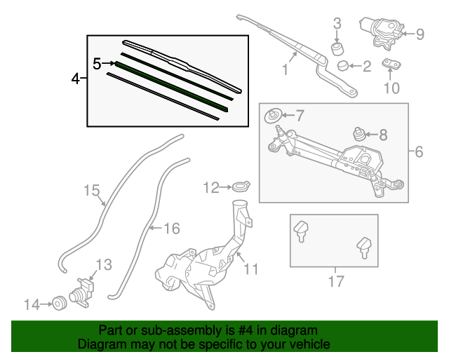 20132018 Acura RDX Blade, Windshield Wiper (400MM) (LeftHand)(Passenger Side) 76630TX4A02