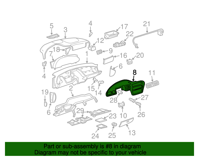 Genuine OEM Graphite Instrument Panel Cluster Trim Panel Part 22698064