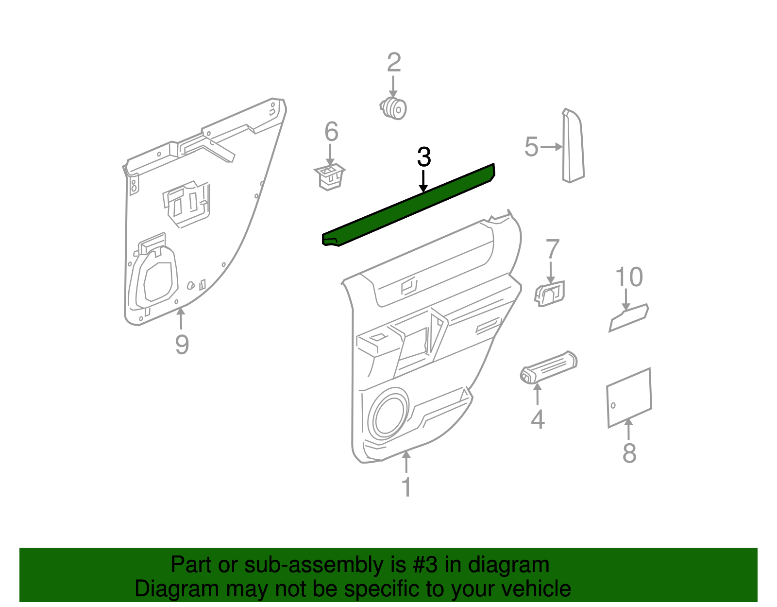 Driver Side Rear Door Window Inner Sealing Strip - GM (15173636)