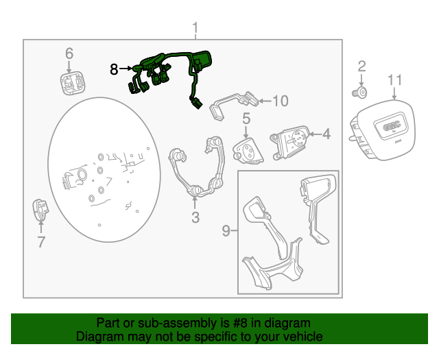 20182023 GM Steering Wheel Horn Switch Wiring Harness 84651617