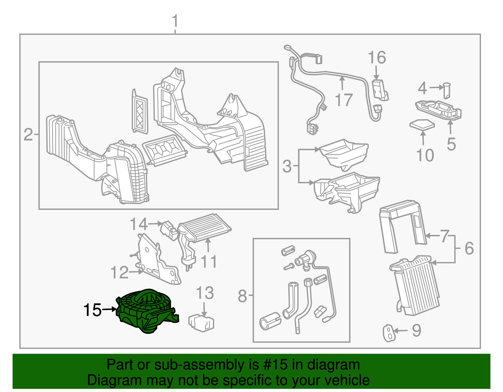 Heating and Air Conditioning Auxiliary Blower Motor Assembly - GM (88892974)