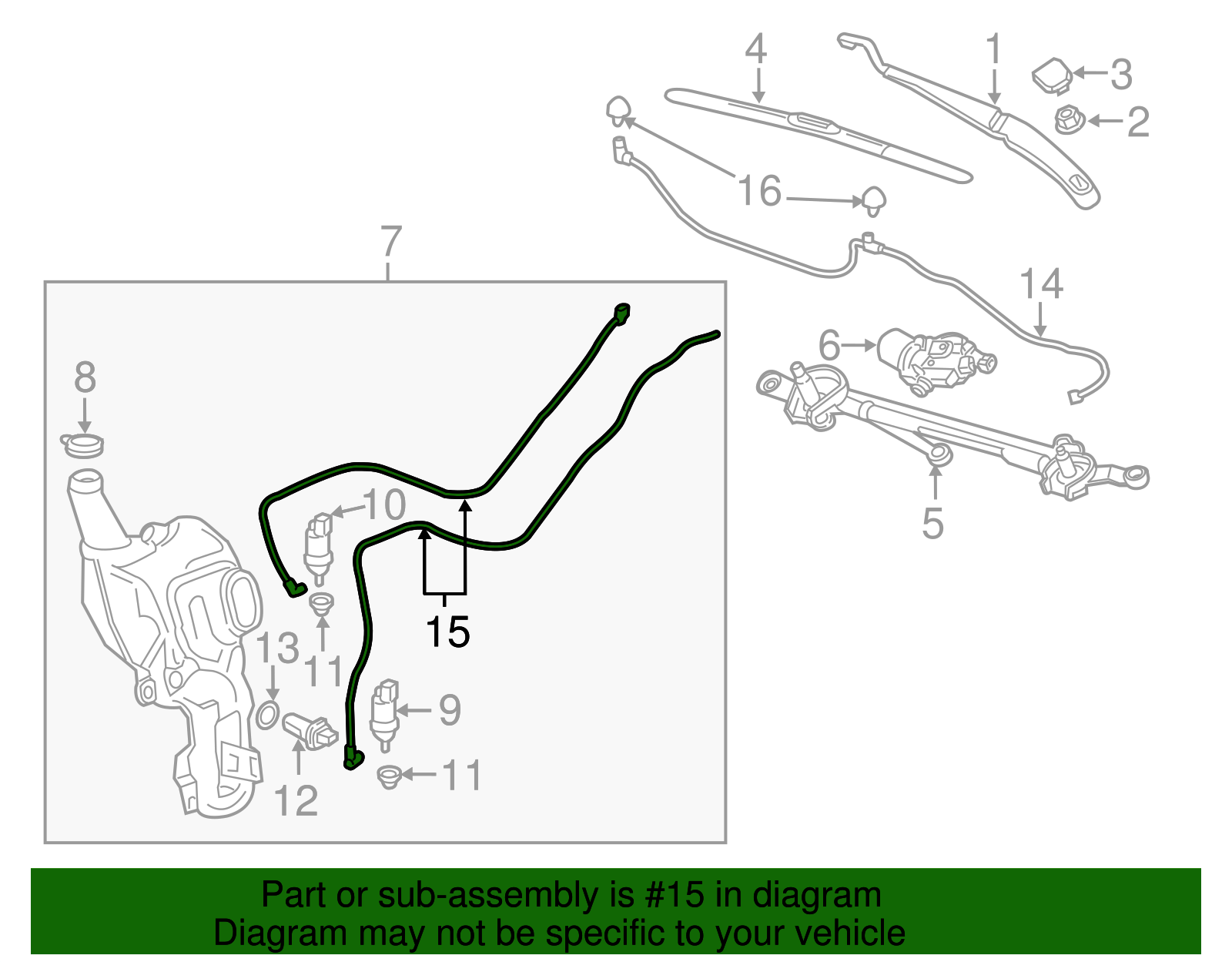 Rear Window Washer Nozzle Hose - Cadillac (84122628)