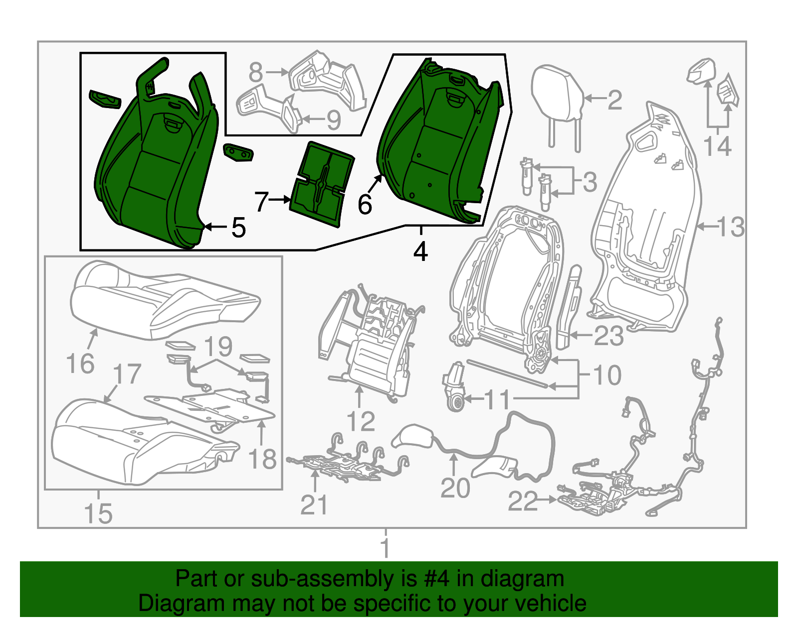 Seat, Front Service Kit Coupe - Left Platinum - GM (84054079)