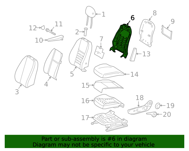 2019-2020 Mercedes-Benz Seat Back Frame 000-910-34-05 | MB Online 