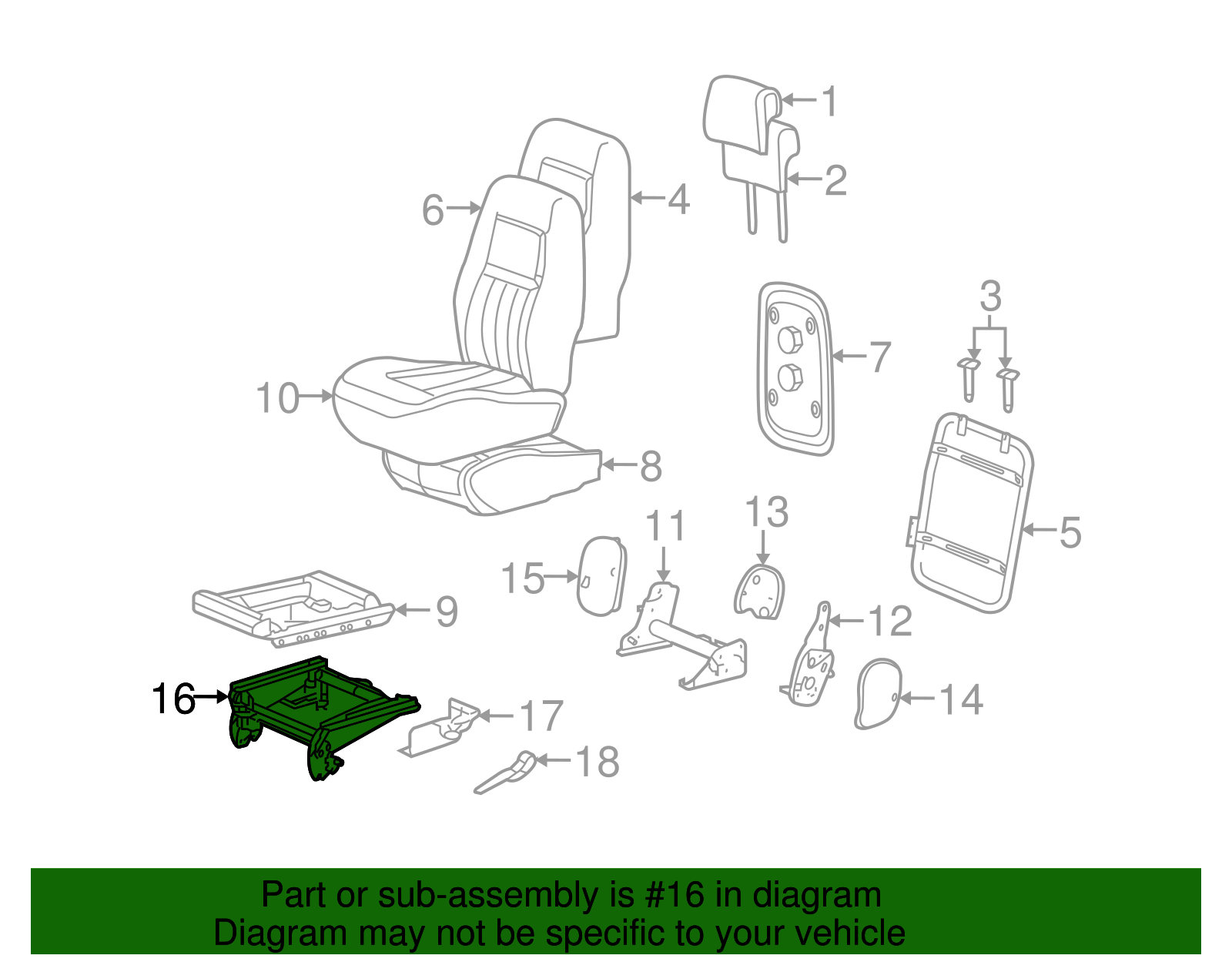 Riser Assembly, R/Seat (W/ Adjuster, Left-hand) - GM (88896628)