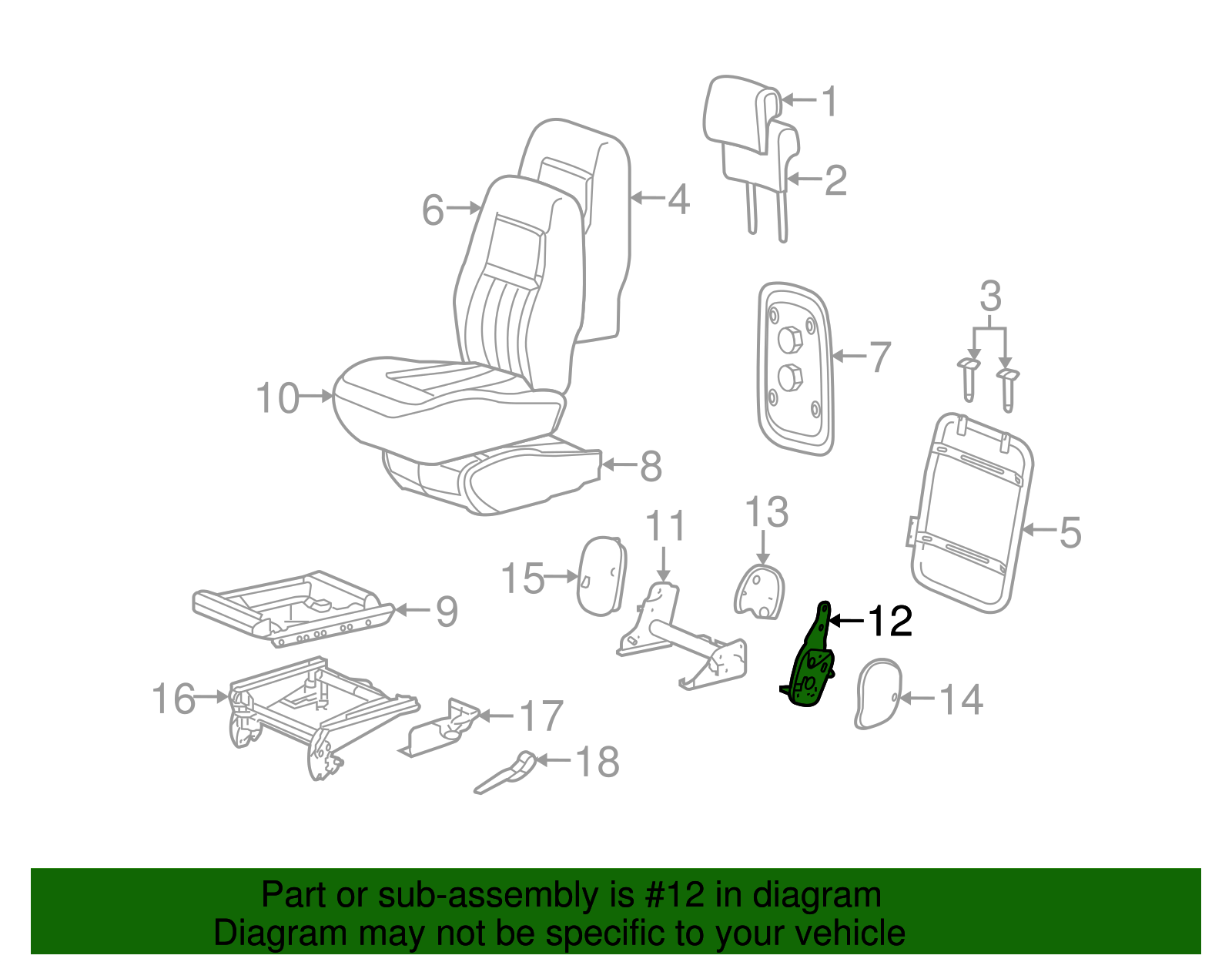 Recliner Assembly, R/Seat  Right-hand - GM (12455233)