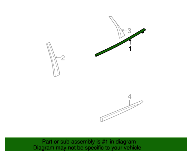 20052009 Buick LaCrosse Passenger Side Rear Door Window Belt Molding 15912992