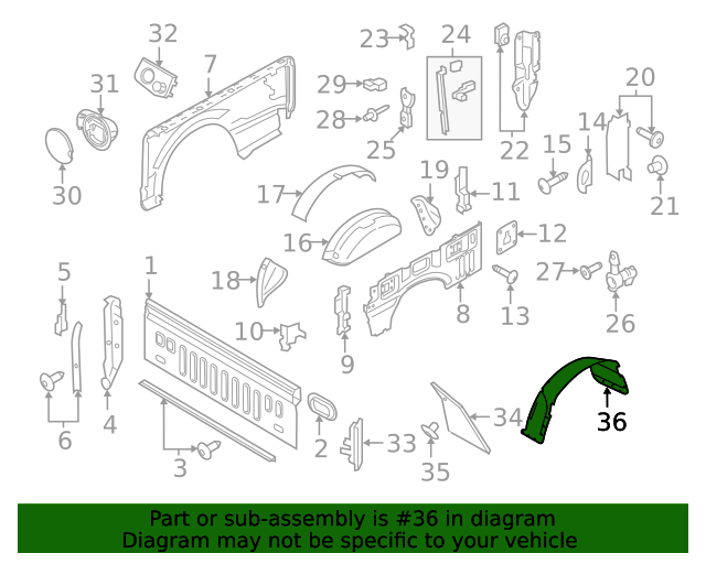 17 thru 22 Super Duty F250 F350 OEM Ford Parts Rear Wheel Well Liner