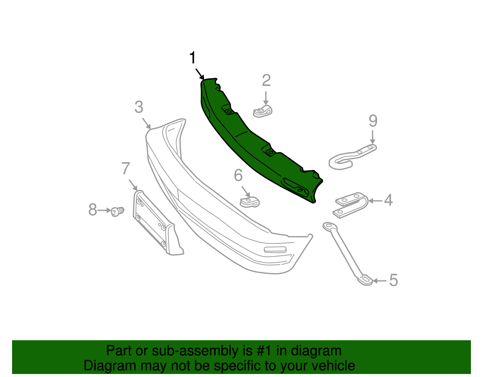 Bar Assembly, Front Bpr Imp - GM (12389357)
