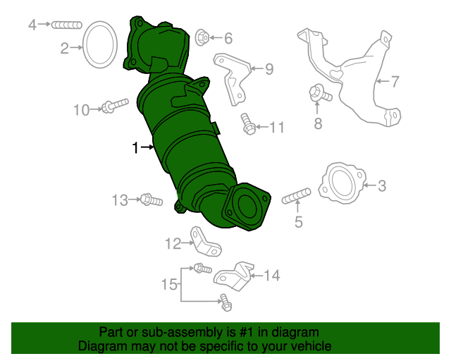 20162018 Cadillac CT6 3Way Catalytic Converter with Flanges, Bushing