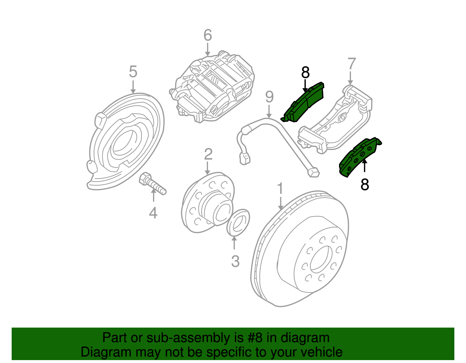 Rear Disc Brake Pad Set with Clips and Bolts - GM (89027010)
