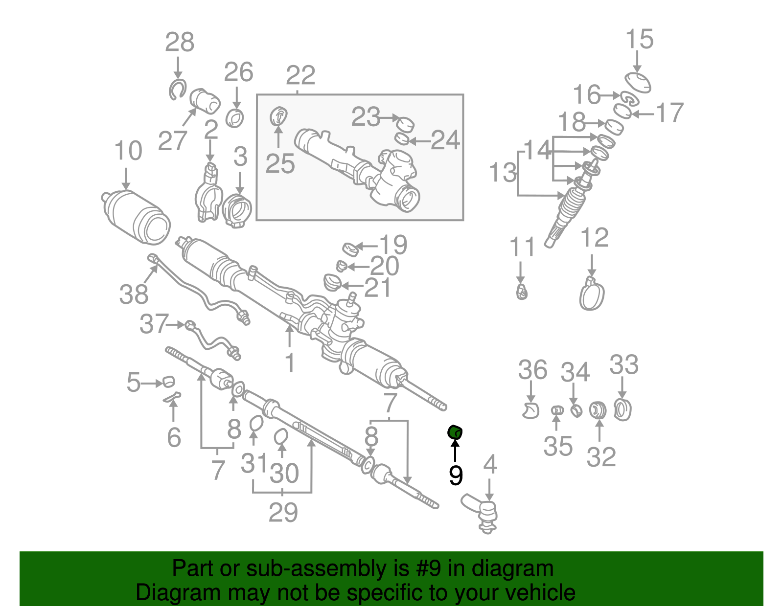 Steering Tie Rod Nut - Toyota (90170-15001)