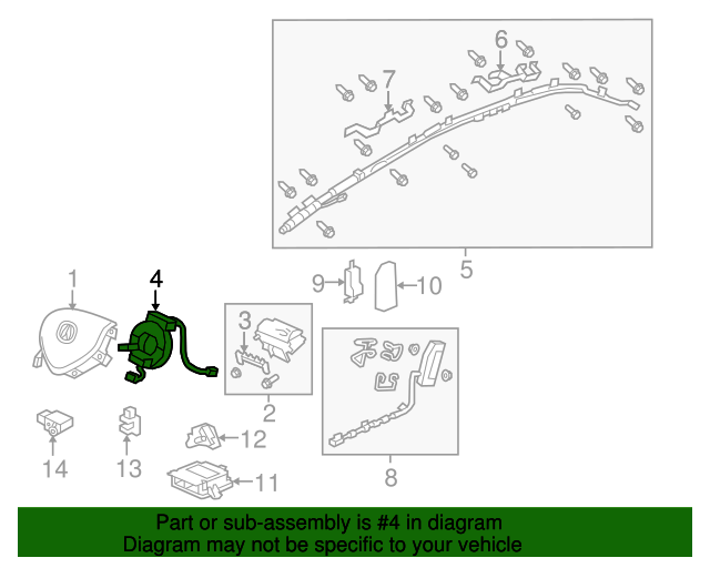 20092014 Acura Reel Assembly, Cable (Furukawa) 77900TA0C21 Acura