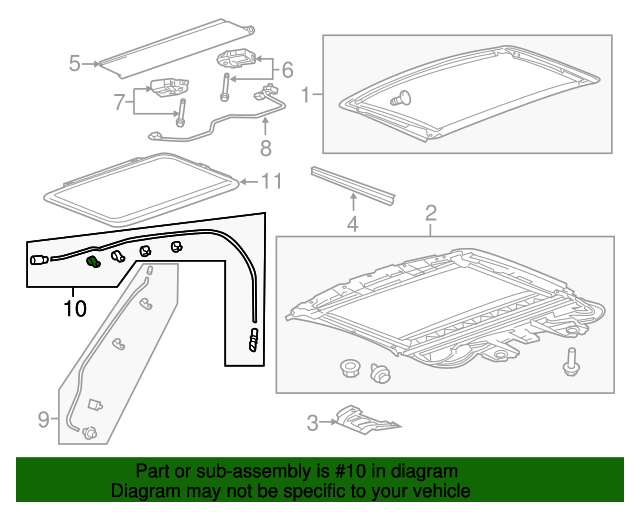 20112015 Cadillac CTS Passenger Side Sunroof Housing Rear Drain Hose