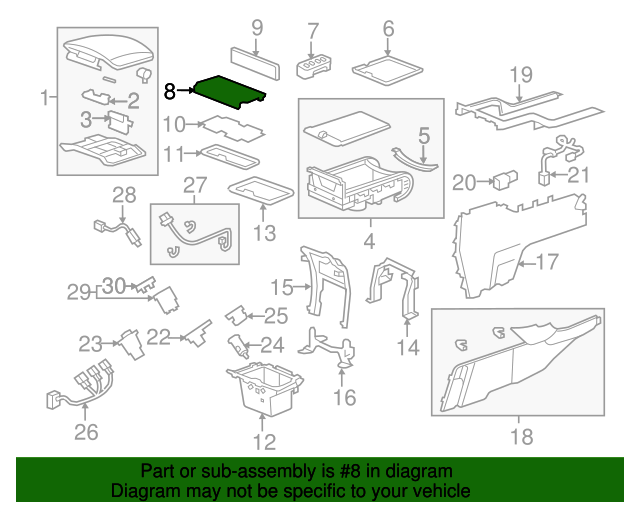 OEM 20092015 Honda Pilot Cup Holder (Upper) *NH167L* (Graphite Black