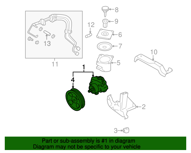 2002 Subaru Forester Power Steering Pump 34411FC0238A Subaru Parts Plus