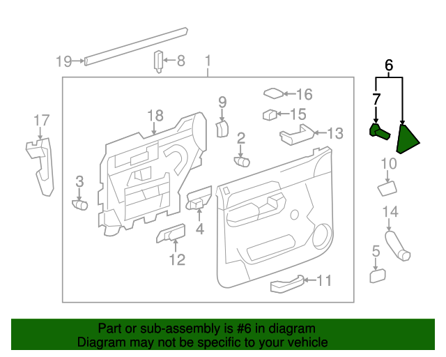 25838246 Ebony Front Driver Side Door Front Upper Trim Panel 20072014