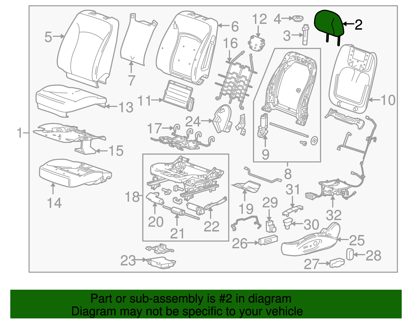 Light Neutral Front Seat Head Restraint - Buick (90804446)
