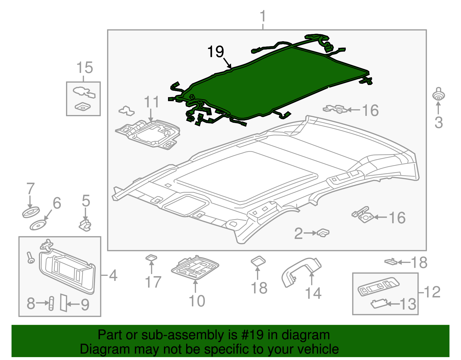Roof Console Wiring Harness - GM (84055650)