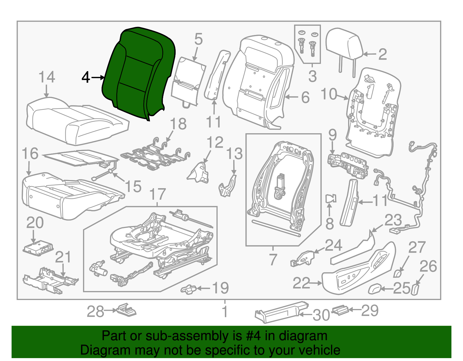 Jet Black Driver Seat Back Cover - GM (84017627)