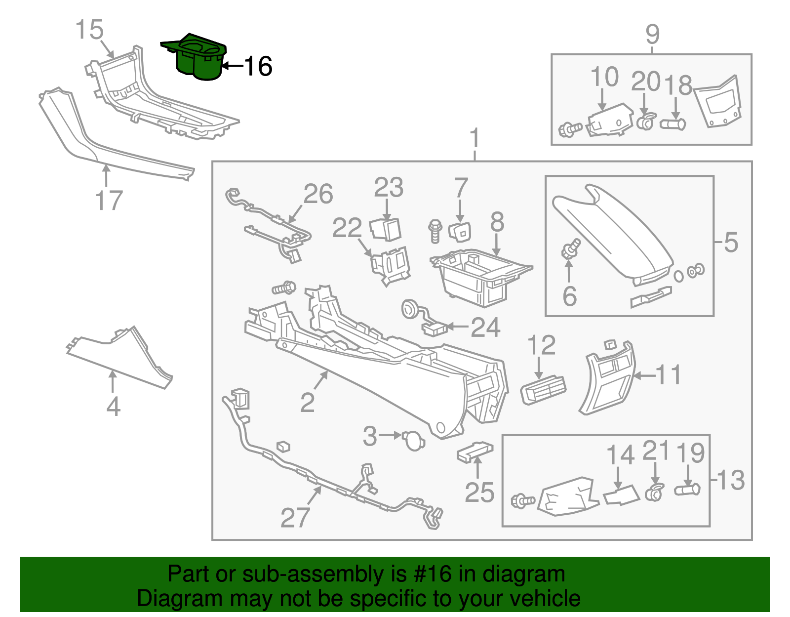 Front Floor Console Cup Holder Plate - Cadillac (84114168)