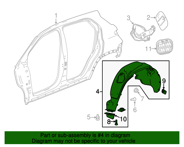 20152021 Chevrolet Trax Rear Passenger Side Wheelhouse Liner with Air