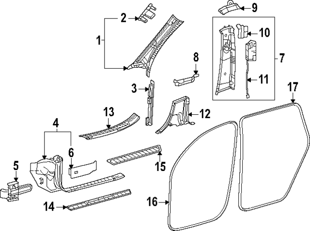 167-690-36-09-9K30 - Upper Center Pillar Trim 2021-2024 Mercedes  