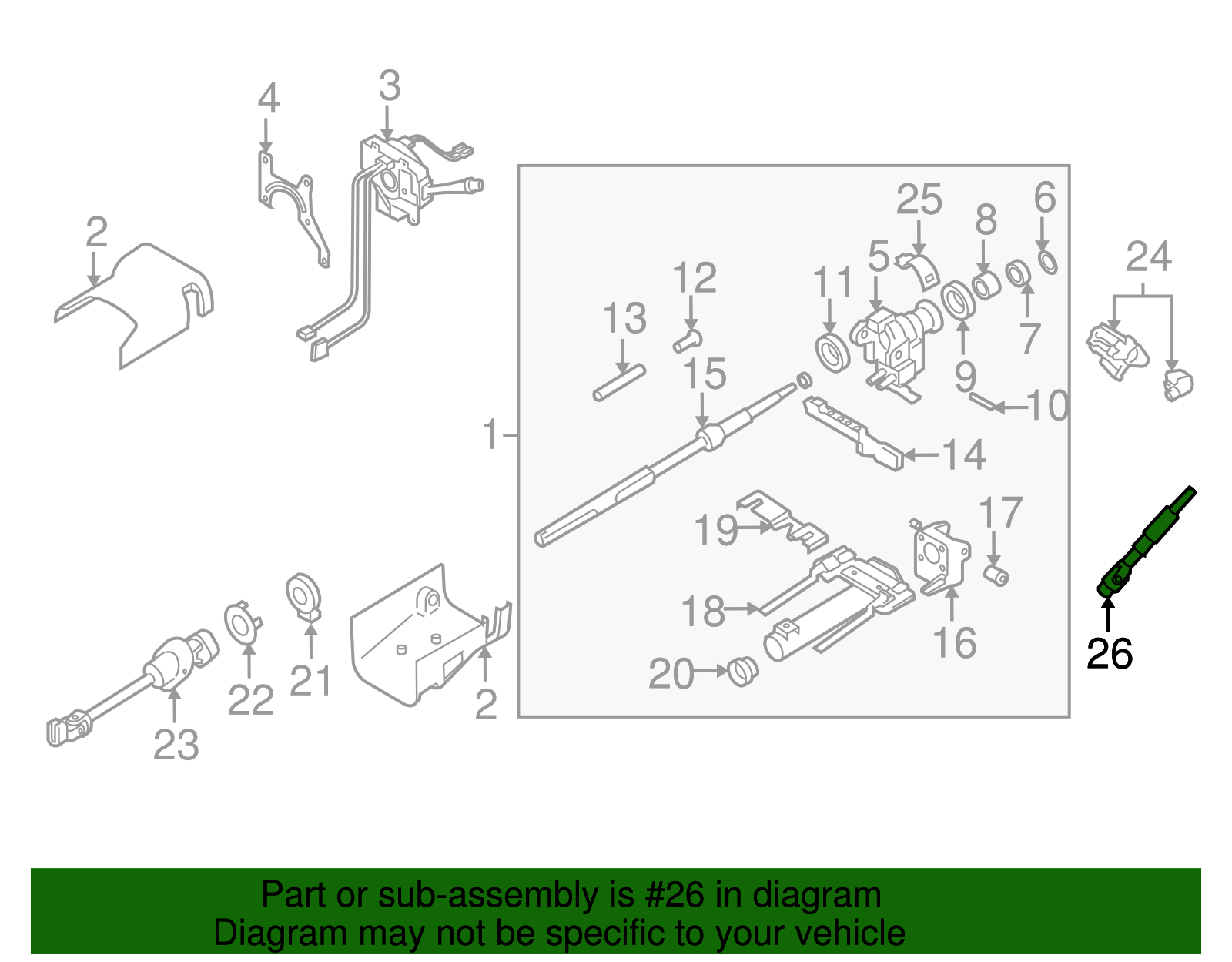 Lower Steering Shaft - GM (25900714)
