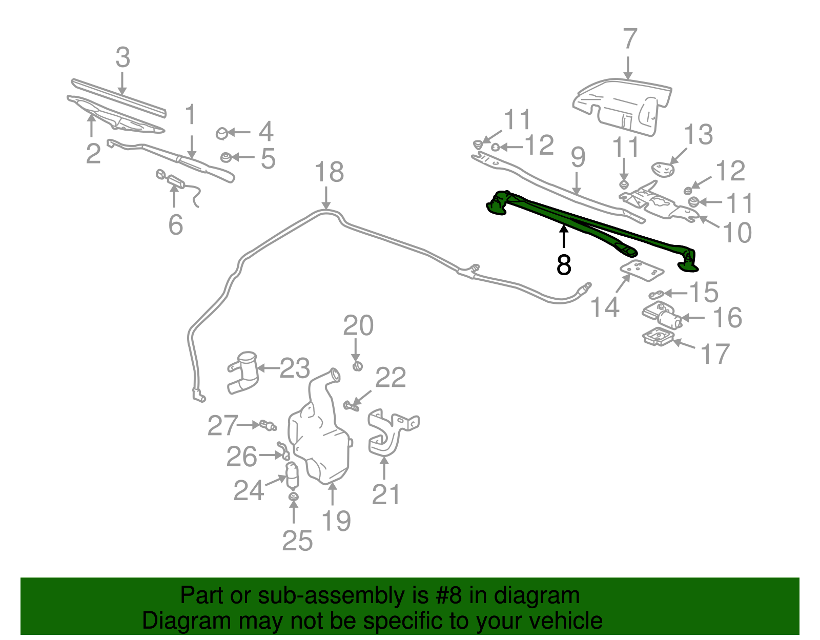 Windshield Wiper Motor Transmission (Linkage) - GM (12336025)