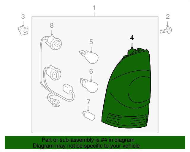20092015 Toyota Tail Light Lens (Right, Rear) 8155104160 OEM