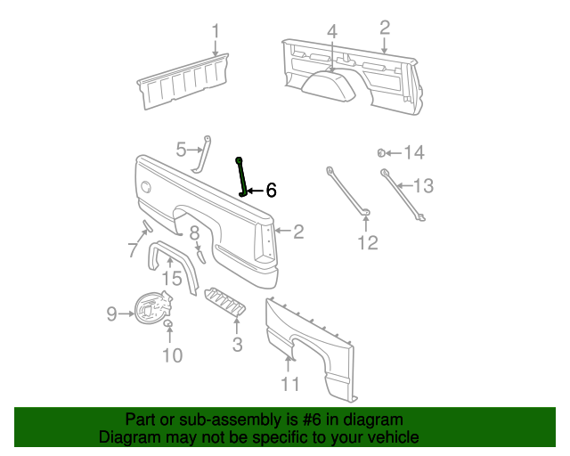 19882000 GM Pickup Box Side Panel Rear Brace 15530906
