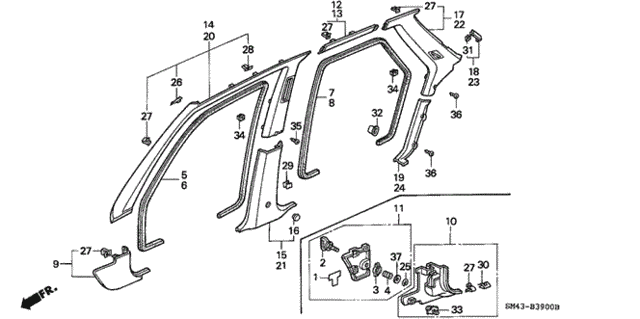 Pillar Lining for 1992 Honda Accord #0