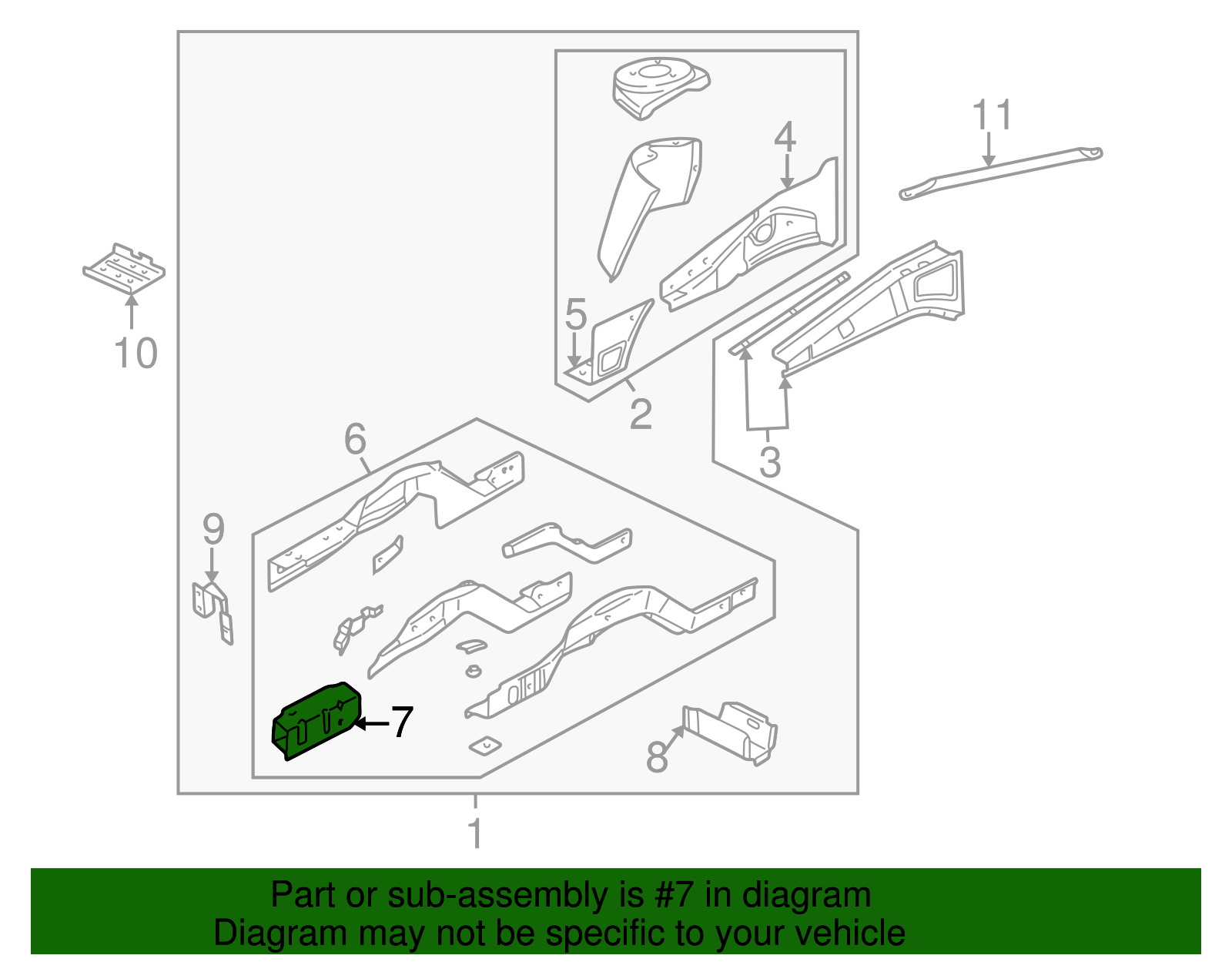 Rail Assembly, F/Cmpt Front Lower Side Stub (Right-hand) - GM (12458942)