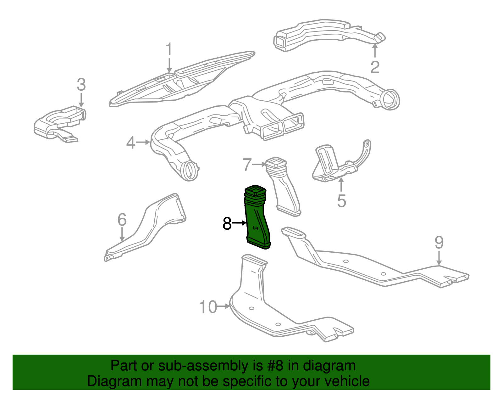 Driver Side Floor Air Outlet Duct Adapter - GM (95077745)