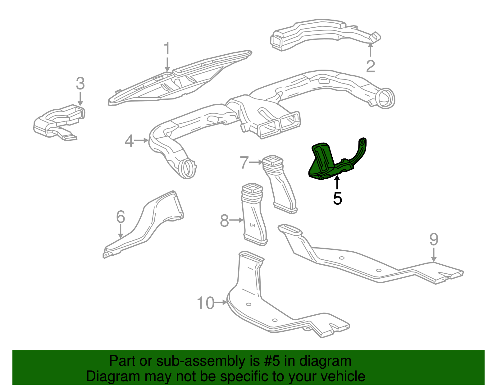 Front Passenger Side Floor Air Outlet Duct - GM (96983818)