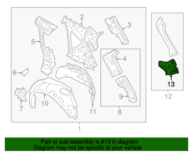Mazda OEM Corner Panel Part KB7W71481A OEM Vehicle Parts