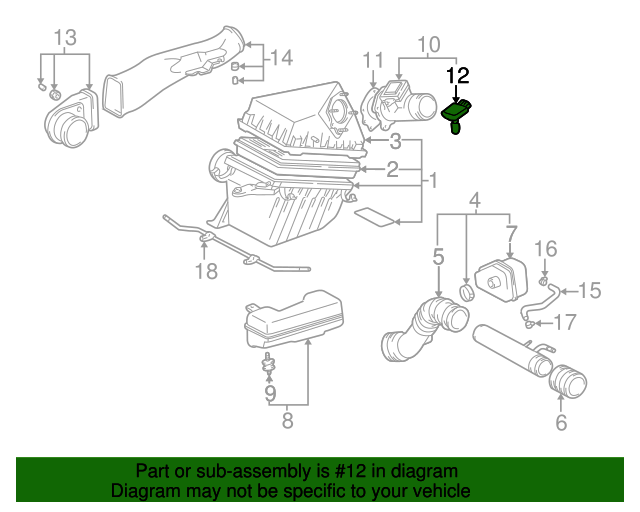 222040C010 Mass Air Flow Sensor 20002004 Toyota Toyota