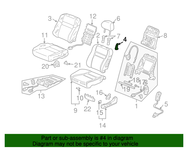 20032007 Honda Accord Knob, Front Lumbar Support SeatBack *YR239L