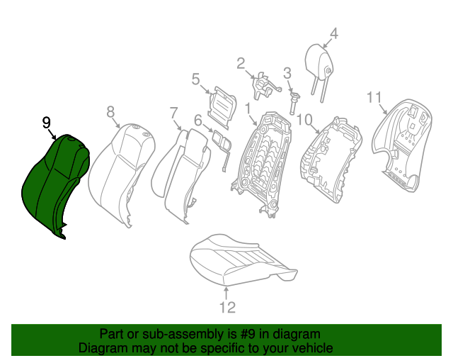 205-910-11-47-7M97 - Seat Back Cover 2015-2021 Mercedes-Benz  
