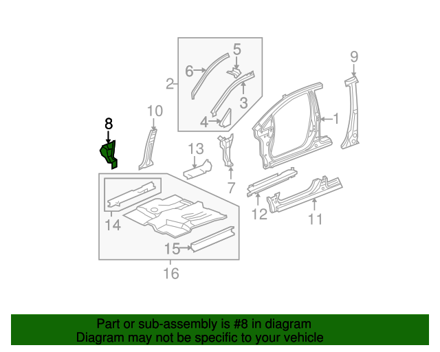 64130-SAA-G00ZZ Pillar Genuine Honda