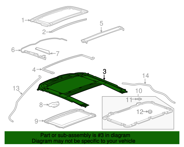 20112016 Chevrolet Sunroof Frame 13414122