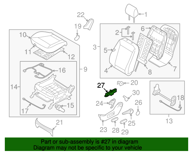 OEM 88521-2B110HZ Power Seat Switch FR/Left FedEx For Hyundai Santa Fe 2010~2012