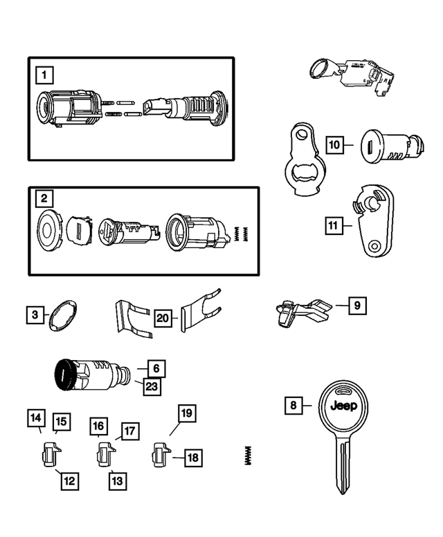 20072018 Jeep Door Lock Cylinder Lever, Right 68001714AA Mopar Estores