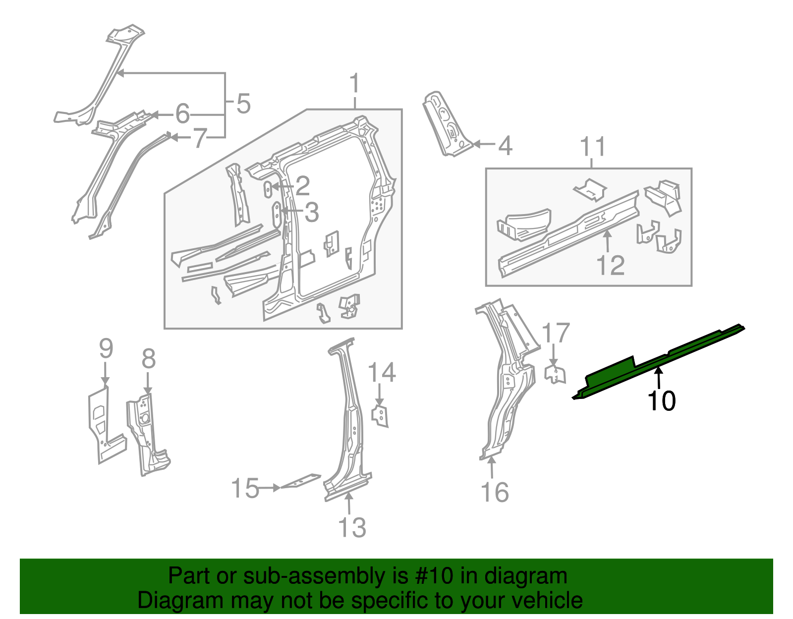 Passenger Side Outer Rocker Panel - GM (10382991)