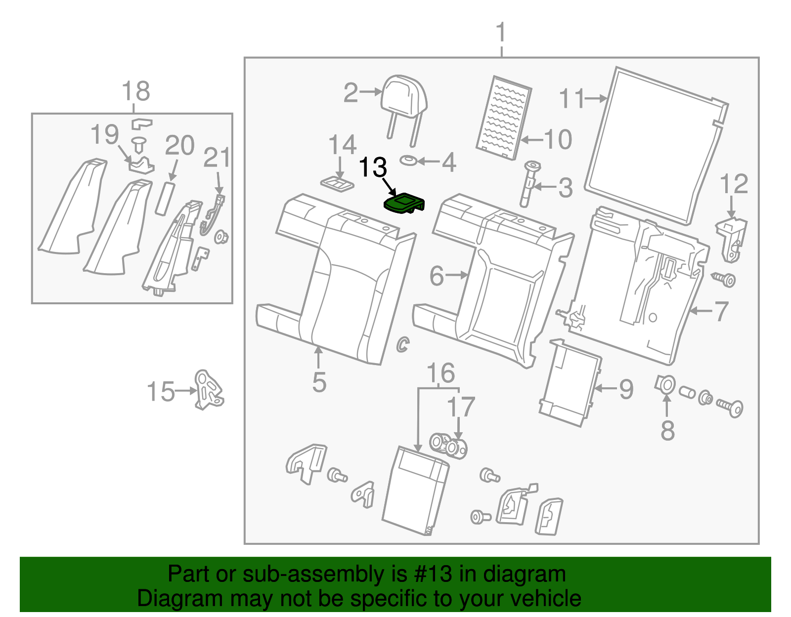 Rear Seat Back Latch Release Handle Bezel - GM (84049052)