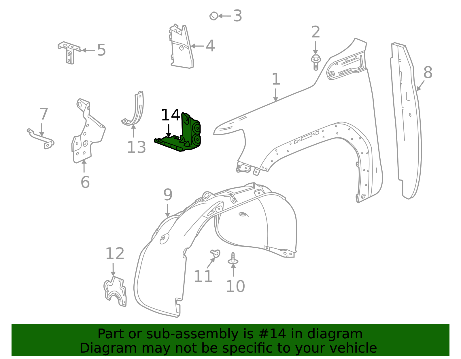 Driver Side Fender Mud Guard Bracket - GM (84354006)