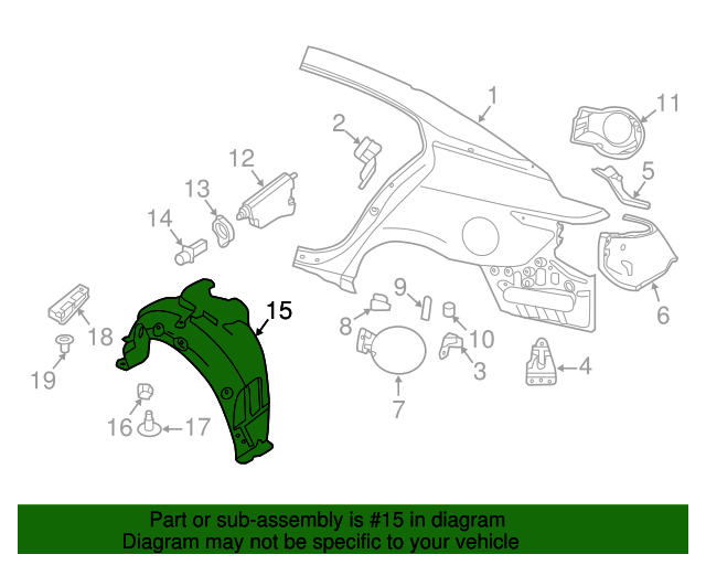 20162021 Nissan Maxima Wheelhouse Liner 767484RA0A Nissan Parts Store